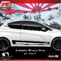 Stickers Auto Par Marque 2 stickers bas de caisse compatible avec PEUGEOT 208 RACING - NOIR - Run-R