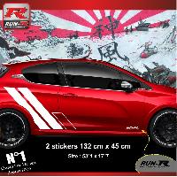 Stickers Auto Par Marque 2 stickers bas de caisse compatible avec PEUGEOT 208 RALLYE - BLANC - Run-R