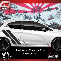 Stickers Auto Par Marque 2 stickers bas de caisse compatible avec PEUGEOT 208 RALLYE - NOIR - Run-R