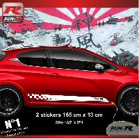 Stickers Auto Par Marque 2 stickers bas de caisse compatible avec PEUGEOT 208 SPORT - BLANC - Run-R