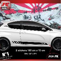 Stickers Auto Par Marque 2 stickers bas de caisse compatible avec PEUGEOT 208 SPORT - NOIR - Run-R