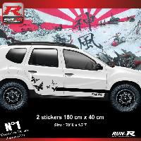 Stickers Auto Par Marque 2 stickers bas de caisse papillons compatible avec DACIA Duster - Noir - Run-R