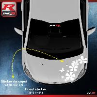 Stickers Auto Par Marque Sticker capot compatible avec PEUGEOT 208 207 et 206 - Fleurs - BLANC - Run-R