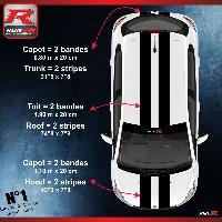 Stickers Auto Par Marque Stickers 00ADN double bandes de toit et capot noires compatible avec Peugeot 206 207 208 - Run-R