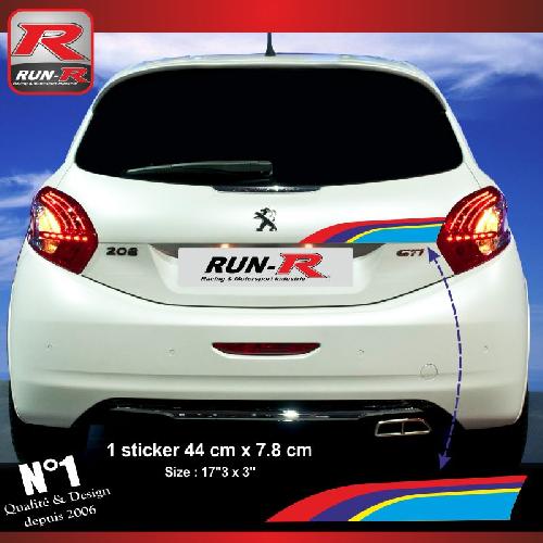 Adhesifs Peugeot Stickers coffre 00AY Sport compatible avec Peugeot 208 - Run-R