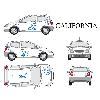 Stickers Grands Formats Set complet Adhesifs -CALIFORNIA- Bleu - Taille S - Car Deco