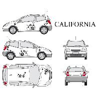 Stickers Grands Formats Set complet Adhesifs -CALIFORNIA- Noir - Taille S - Car Deco