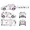 Stickers Grands Formats Set complet Adhesifs -CALIFORNIA- Rose - Taille S - Car Deco