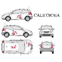 Stickers Grands Formats Set complet Adhesifs -CALIFORNIA- Rouge - Taille M - Car Deco