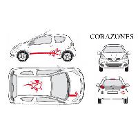 Stickers Grands Formats Set complet Adhesifs -CORAZONES- Rouge - Taille M - Car Deco