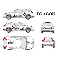 Stickers Grands Formats Set complet Adhesifs -DRAGON- Noir - Taille S - PROMO ADN - Car Deco