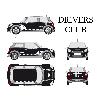 Stickers Grands Formats Set complet Adhesifs -DRIVERS CLUB- Blanc - Taille M - PROMO ADN - Car Deco