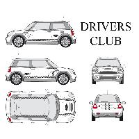 Stickers Grands Formats Set complet Adhesifs -DRIVERS CLUB- Noir - Taille M - PROMO ADN - Car Deco