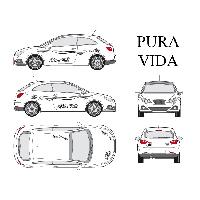 Stickers Grands Formats Set complet Adhesifs -PURA VIDA- Noir - Taille M - Car Deco