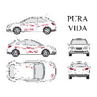 Stickers Grands Formats Set complet Adhesifs -PURA VIDA- Rouge - Taille S - Car Deco