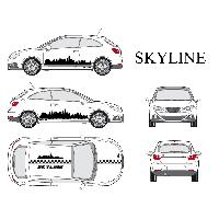 Stickers Grands Formats Set complet Adhesifs -SKYLINE- Noir - Taille M - PROMO ADN - Car Deco