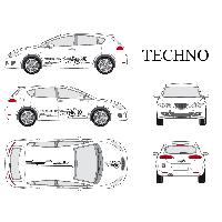 Stickers Grands Formats Set complet Adhesifs -TECHNO- Noir - Taille M - PROMO ADN - Car Deco