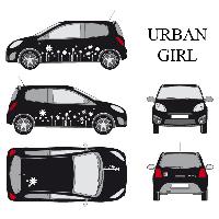 Stickers Grands Formats Set complet Adhesifs -URBAN GIRL- Blanc - Taille M - Car Deco