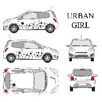 Stickers Grands Formats Set complet Adhesifs -URBAN GIRL- Noir - Taille M - Car Deco