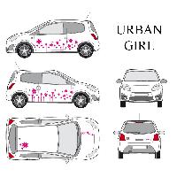 Stickers Grands Formats Set complet Adhesifs -URBAN GIRL- Rose - Taille S - Car Deco