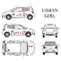 Stickers Grands Formats Set complet Adhesifs -URBAN GIRL- Rouge - Taille S - Car Deco