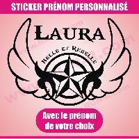 Stickers - Lettres Adhesives Sticker mural prenom fille belle rebelle 25 cm - Noir - Run-R