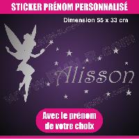 Stickers - Lettres Adhesives Sticker mural Prenom fille Fee Clochette 55 cm - Argent - Run-R