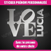 Stickers - Lettres Adhesives Sticker mural prenom fille love 22 cm - Argent - Run-R