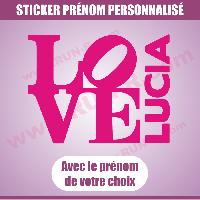 Stickers - Lettres Adhesives Sticker mural prenom fille love 22 cm - Rose - Run-R
