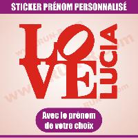 Stickers - Lettres Adhesives Sticker mural prenom fille love 22 cm - Rouge - Run-R