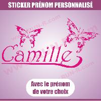 Stickers - Lettres Adhesives Sticker mural Prenom fille papillon 110 cm - Rose - Run-R