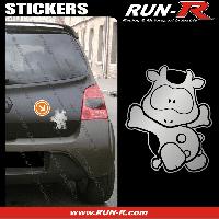 Stickers Monocouleurs 1 sticker VACHE COOL 12 cm - ARGENT - Run-R