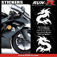 Stickers Monocouleurs 2 stickers DRAGON 10 cm - BLANC - Run-R