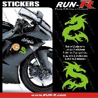 Stickers Monocouleurs 2 stickers DRAGON 10 cm - VERT - Run-R
