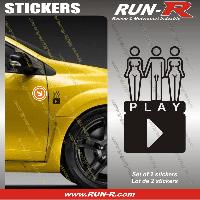 Stickers Monocouleurs 2 stickers SEXY PLAY 8 cm - NOIR - Run-R