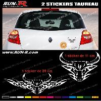 Stickers Monocouleurs 2 stickers TAUREAU TRIBAL 20 cm - DIVERS COLORIS - Run-R