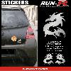 Stickers Monocouleurs 3 stickers DRAGON 11 cm - ARGENT - Run-R