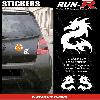 Stickers Monocouleurs 3 stickers DRAGON 11 cm - BLANC - Run-R