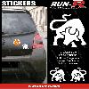 Stickers Monocouleurs 3 stickers TAUREAU Stylise 10 cm - BLANC - Run-R