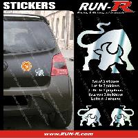 Stickers Monocouleurs 3 stickers TAUREAU Stylise 10 cm - CHROME - Run-R