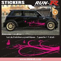 Stickers Monocouleurs Decoration sticker FLORAL ART 4 PAPILLONS - 1 METRE - ROSE - TOUS VEHICULES - Run-R