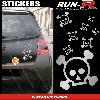 Stickers Monocouleurs Lot stickers tete de mort SKULL RAIN format A4 - ARGENT - Run-R