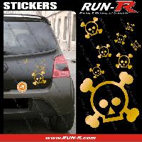 Stickers Monocouleurs Lot stickers tete de mort SKULL RAIN format A4 - DORE - Run-R