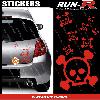 Stickers Monocouleurs Lot stickers tete de mort SKULL RAIN format A4 - ROUGE - Run-R