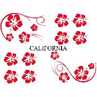 Stickers Monocouleurs Set Adhesifs -ELEMENT CALIFORNIA- Rouge - Car Deco