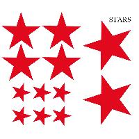 Stickers Monocouleurs Set Adhesifs -ELEMENT STARS- Rouge - Car Deco