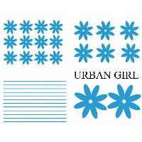 Stickers Monocouleurs Set Adhesifs -ELEMENT URBAN GIRL- Bleu - PROMO ADN - Car Deco