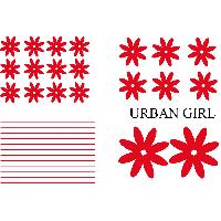Stickers Monocouleurs Set Adhesifs -ELEMENT URBAN GIRL- Rouge - PROMO ADN - Car Deco