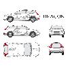 Stickers Monocouleurs Set complet Adhesifs -DRAGON- Argent - Taille M - Car Deco