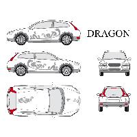 Stickers Monocouleurs Set complet Adhesifs -DRAGON- Argent - Taille M - Car Deco